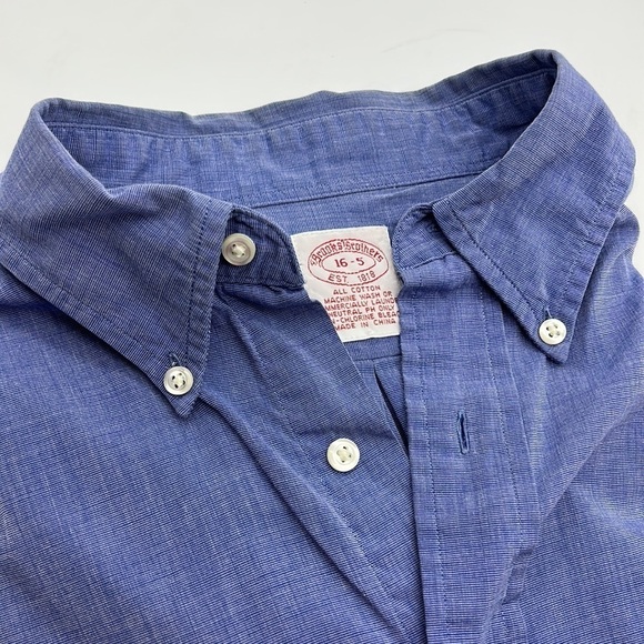 Brooks Brothers Blue Button Down Long Sleeve Shirt Size‎ 16-5 - Picture 7 of 8